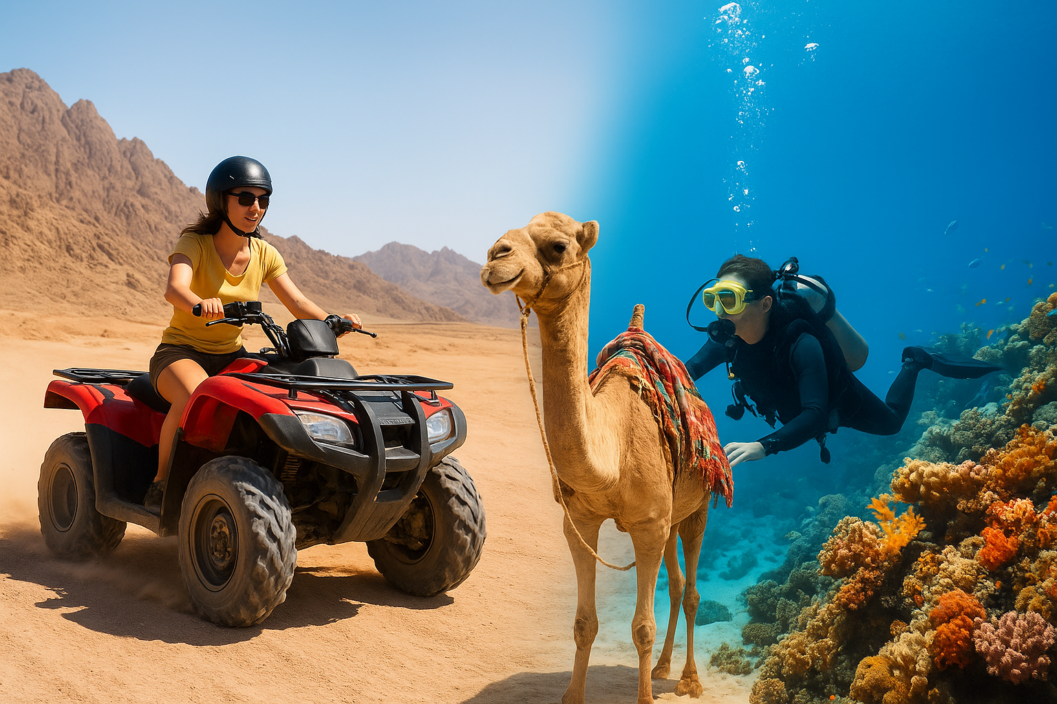 ⛰️ 🌊 Sharm el-Sheikh Mountains and Sea: Safari + Diving in One Tour