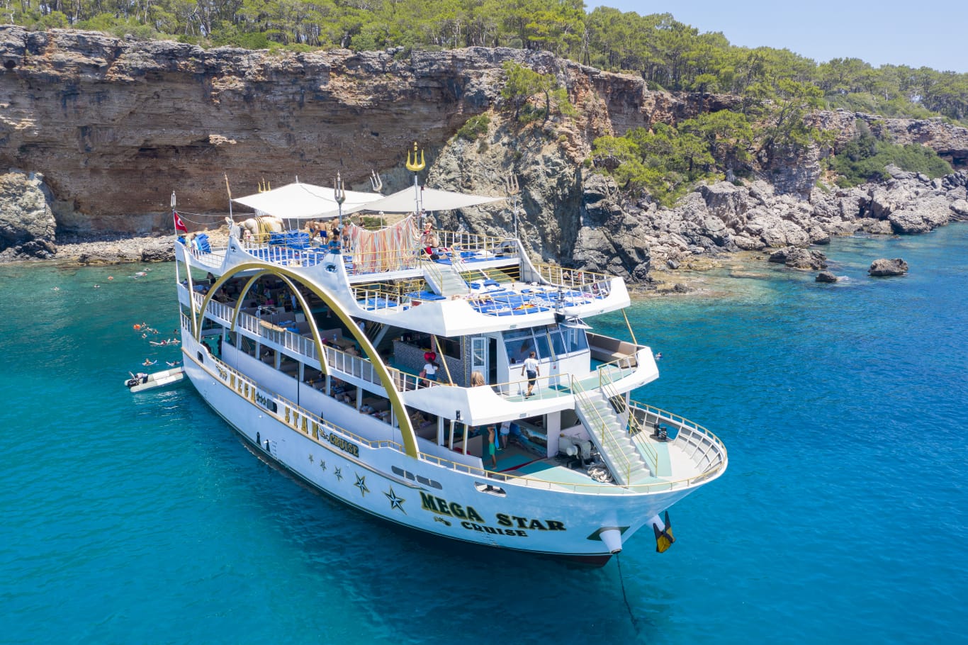 Antalya: Megastar Catamaran Cruise With Foam Party Free Lunch and Swim Breaks
