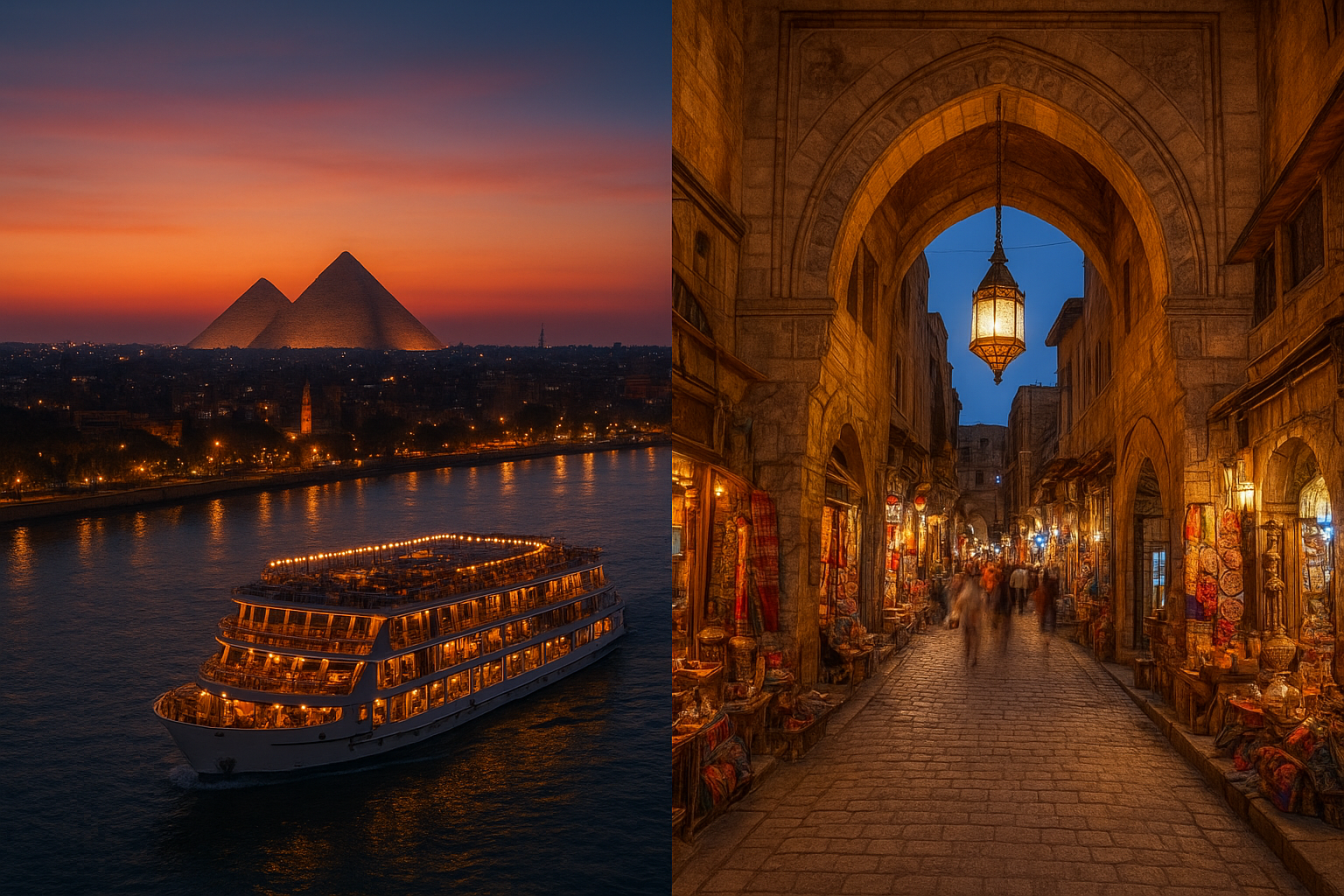 🌆 Evening sightseeing tour and Nile cruise – the light, music, and magic of Egypt's capital!🇪🇬
