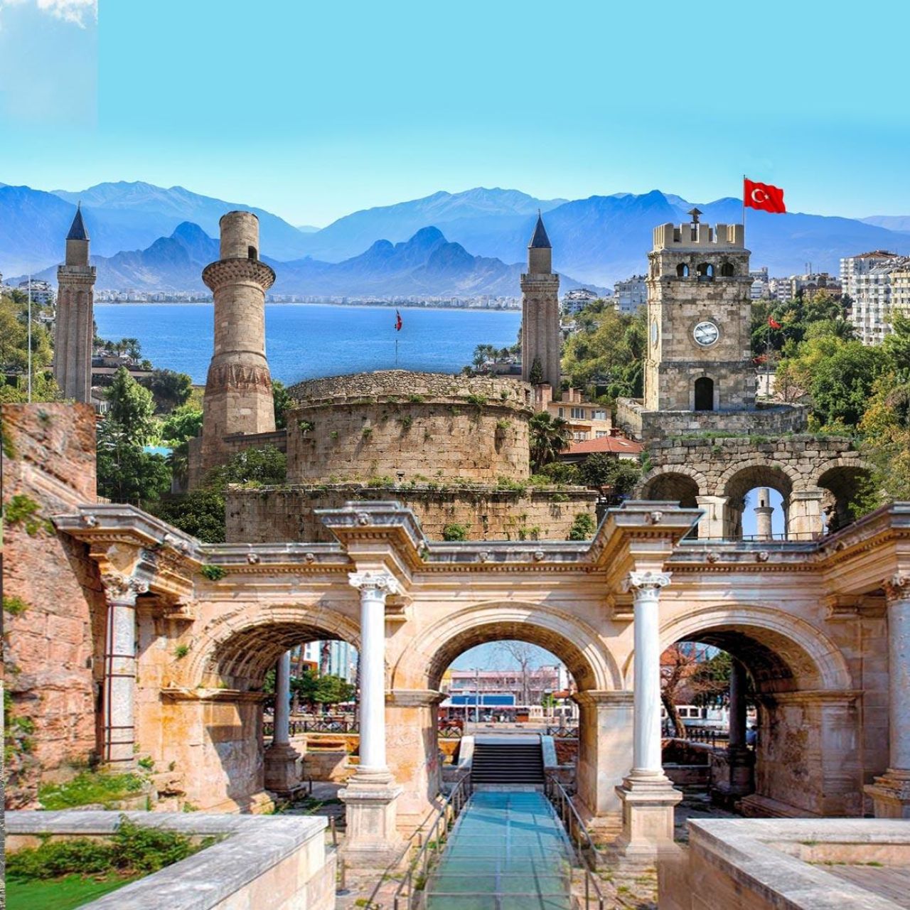 From Belek: Antalya Old City Tour, Waterfall, Boat, & Lunch